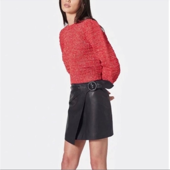 Joie more red Cropped Puff sleeve Variegated Knit Sweater S Worn Once - Picture 5 of 9